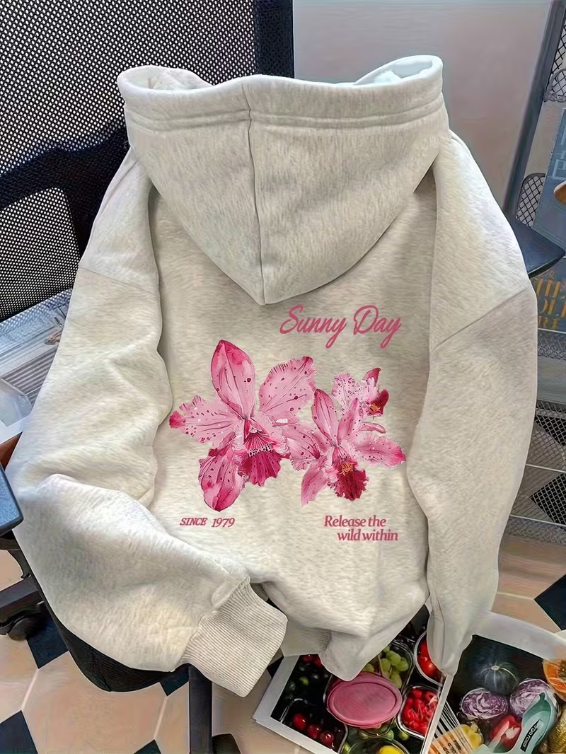 Plant Parent Hoodie - Casual Retro Flower Print Hoodies Autumn