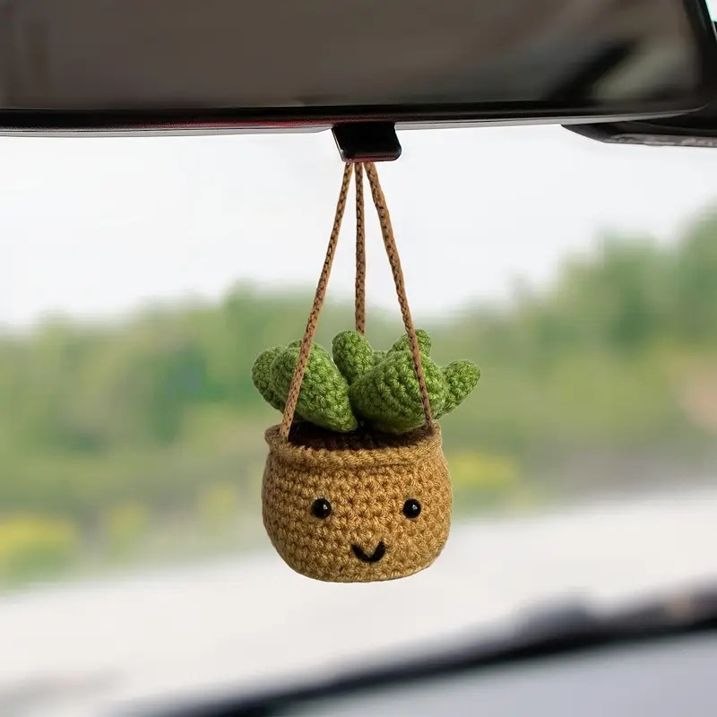 Crochet Cactus Fleshy Car Rear - Cactus Mix Pot ulasan dan harga