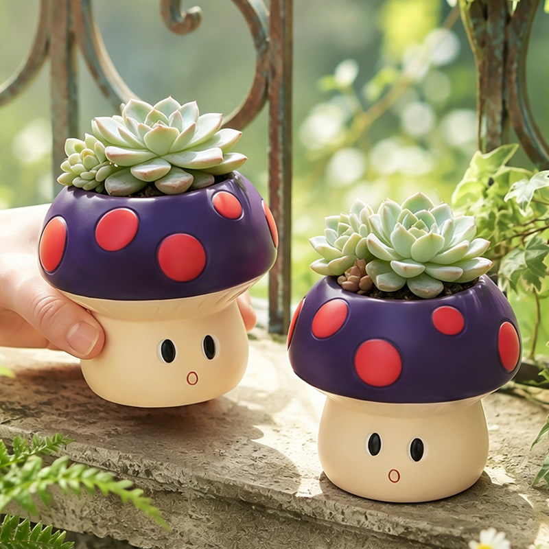 Cute Cartoon Mushroom Resin Su - Cactus Mix Pot ulasan dan harga